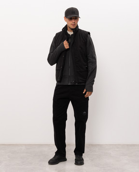 C.P. Company Black cargo pants with logo patch MPA090A005529G