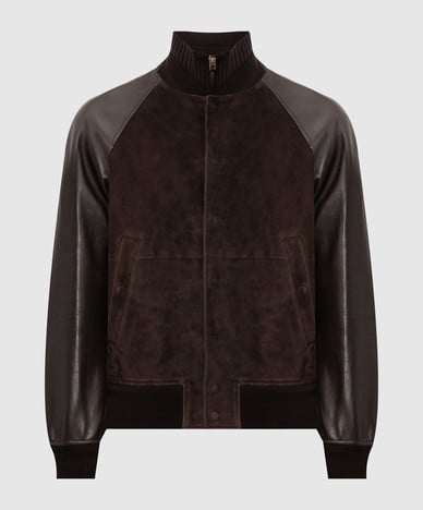 Braune Wildleder-Bomberjacke