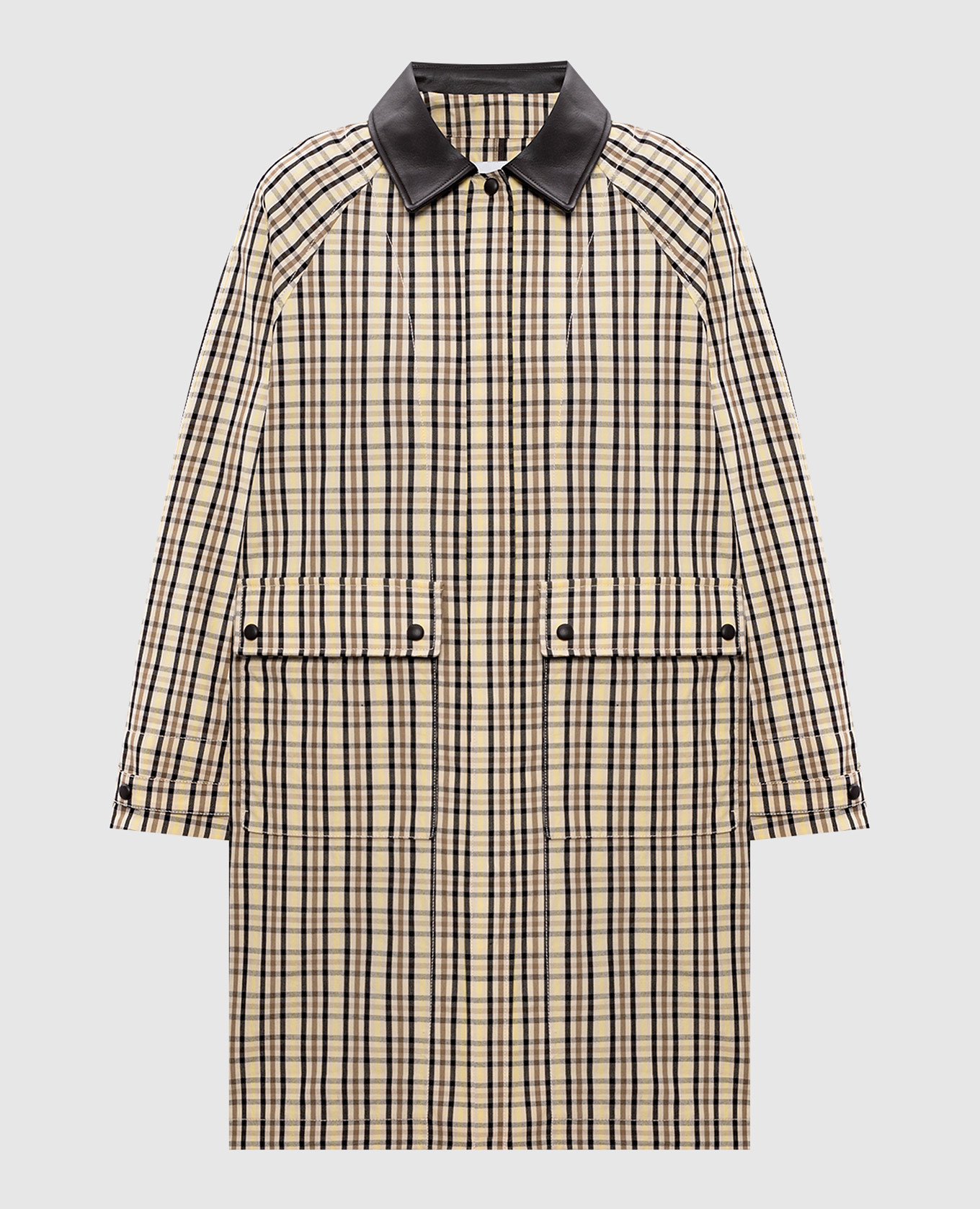 

Beige checked jacket with leather collar Yves Salomon Army