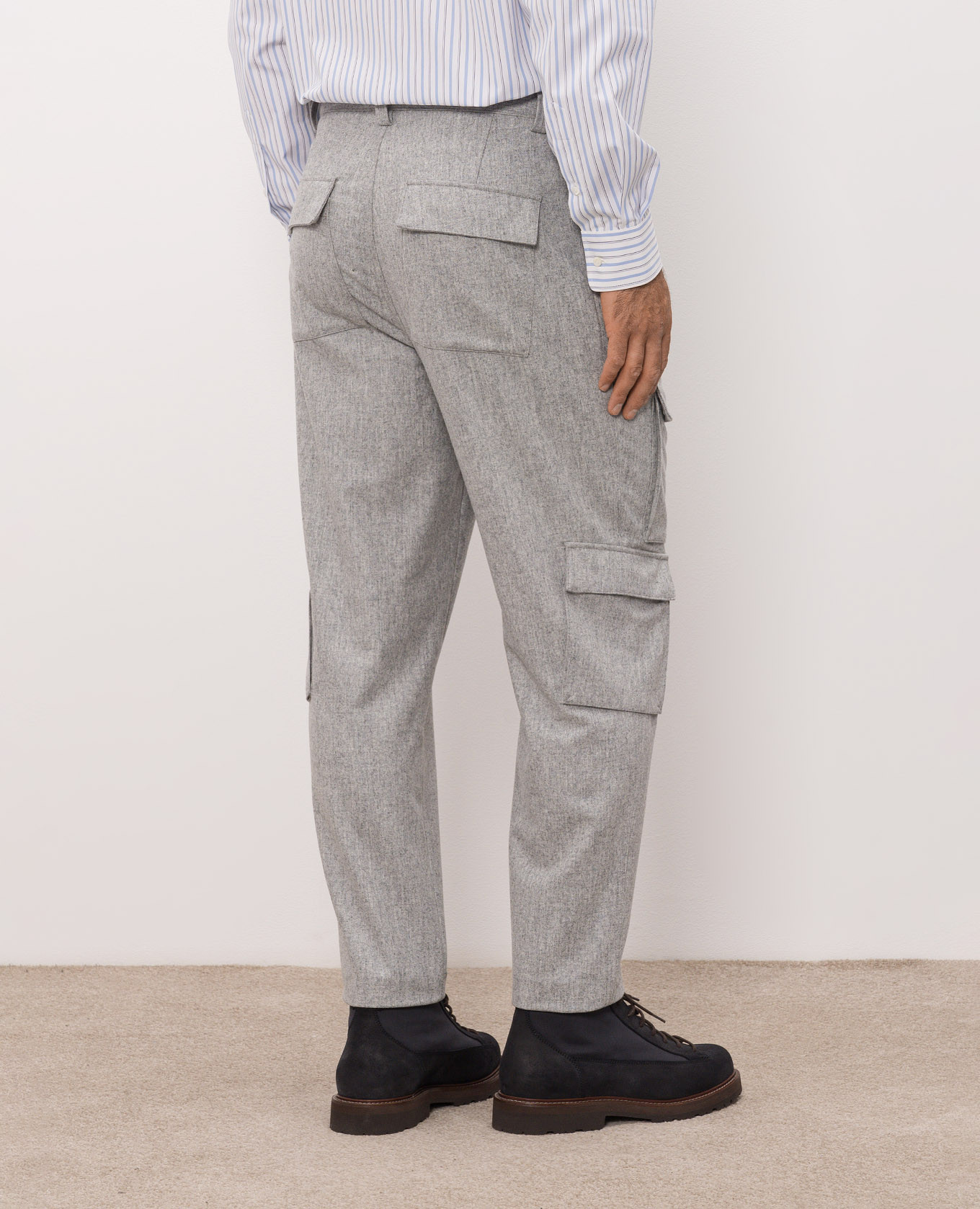 Grey wool cargo pants Brunello Cucinelli 4