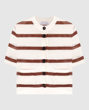 Brunello Cucinelli White striped cardigan M19225716