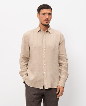 Canali Beige linen shirt GM02128CSL7077