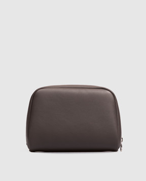 Brunello Cucinelli Brown leather toiletry bag with embossed logo MWZNBU430