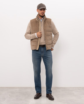 Peserico Beige corduroy down vest R53552VA7958