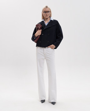 Max Mara STACERI blue double-breasted coat made of wool, silk and cashmere MSTACERI