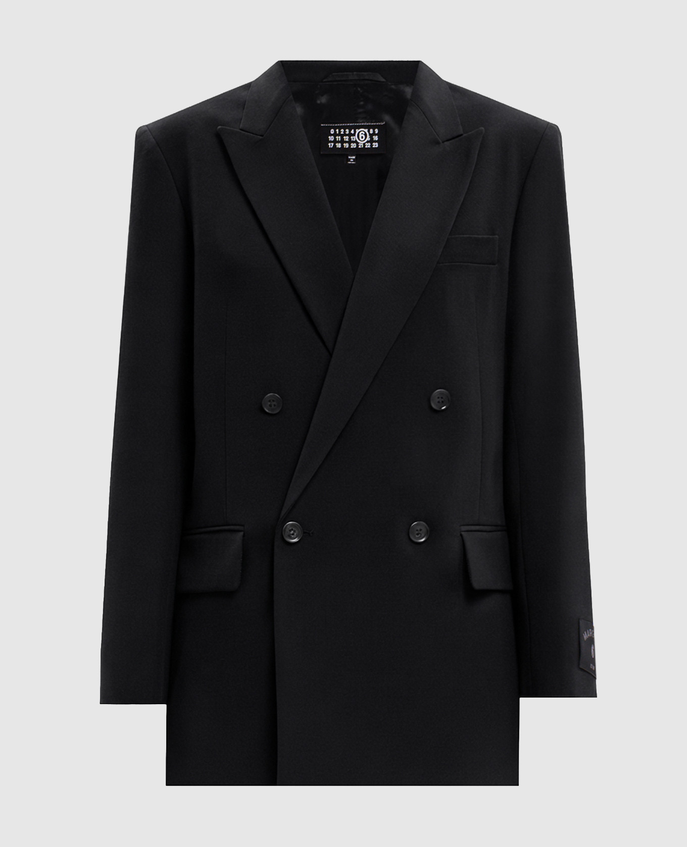 Black double-breasted jacket with wool