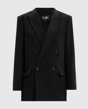 Maison Margiela MM6 Black double-breasted jacket with wool S52BN0160M36020