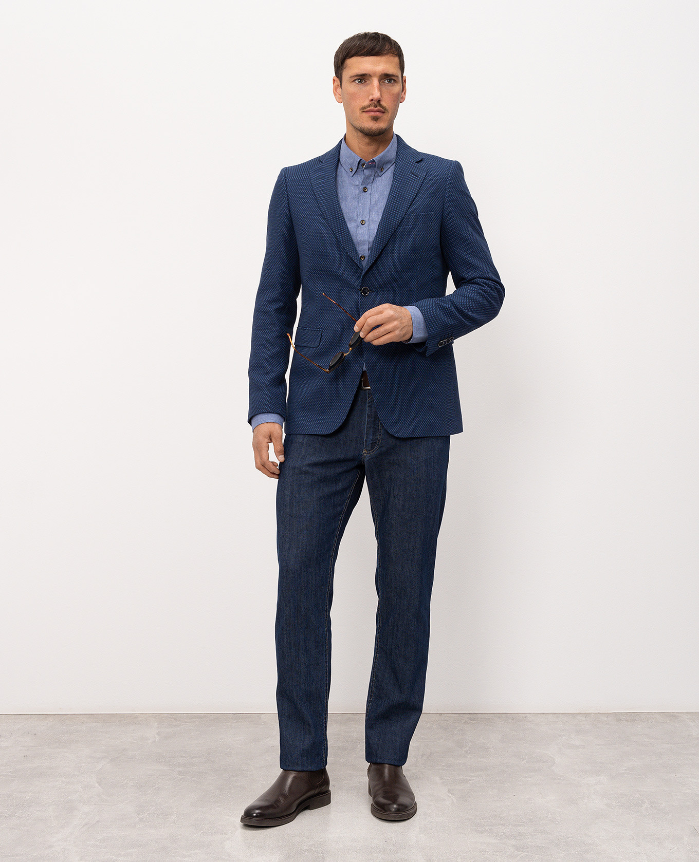 Blue shirt with linen Florentino 2