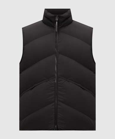 Black quilted down vest