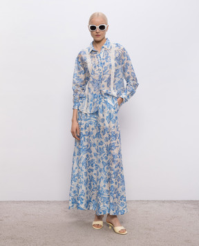 Twinset White palazzos with floral print linen 261LM2SBB