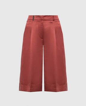 Peserico Red linen Bermuda shorts A0402001926