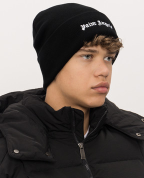 Palm Angels Black hat with logo embroidery PAMLC003KN001