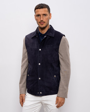 Brunello Cucinelli Blue suede vest MPCLF2032
