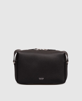 Tom Ford Black leather bag with logo print H0761LCL614Y