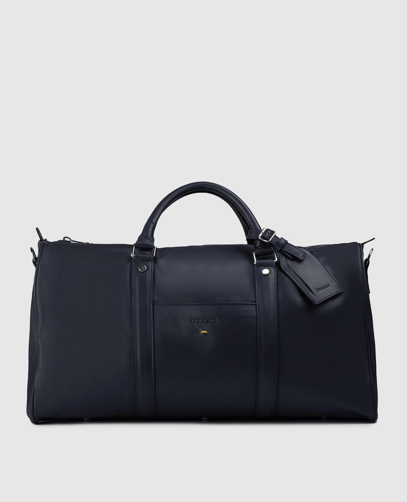 Blue leather travel bag