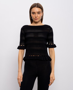 Twinset Black openwork top with logo 261TP3082
