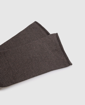 Brunello Cucinelli Dark gray cashmere and silk socks with lurex M41945019P