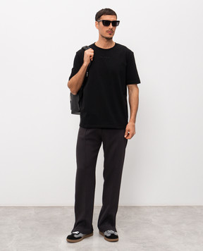 Balmain Black T-shirt with embroidered logo GH0EG000BD10