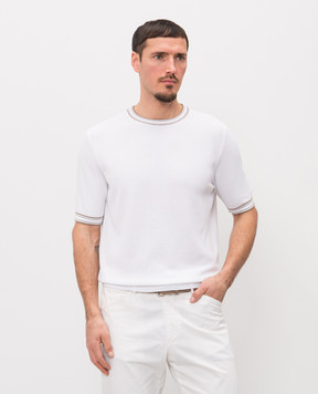 Peserico White t-shirt with edging R59495F149173T