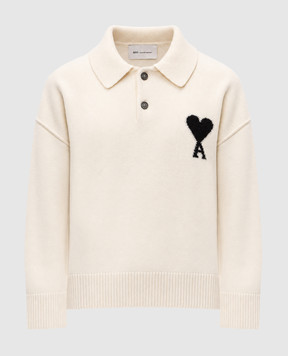Ami Paris Ivory wool sweater with pattern UPL409018m