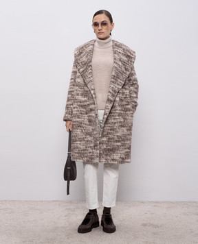 Peserico Brown alpaca wool coat S2011002138
