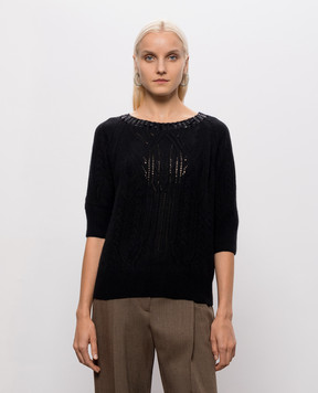 Ermanno Scervino Black cashmere sweater with short sleeves D495L325RCTZTW