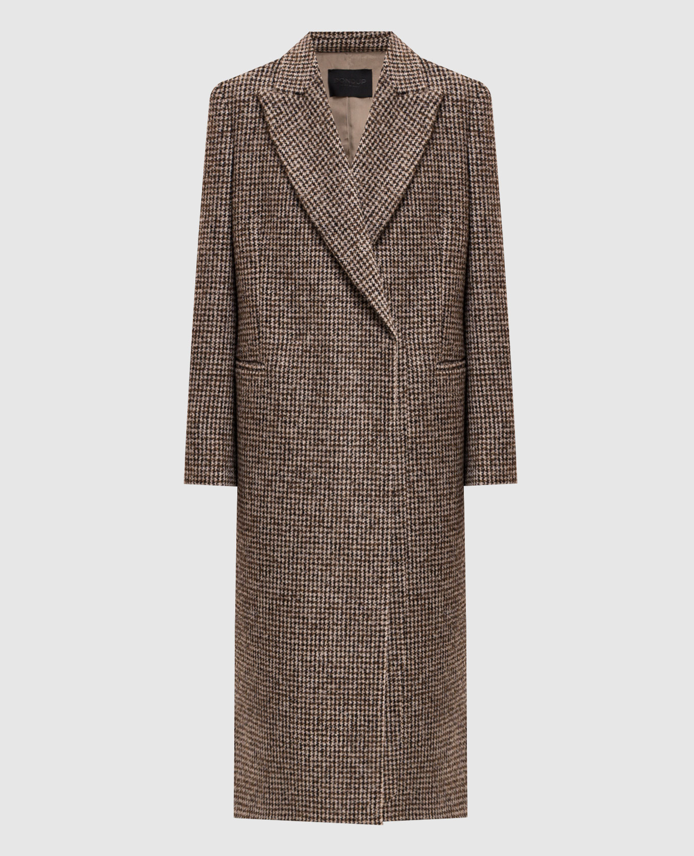 Beige double-breasted coat with patterned wool Dondup