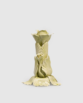 Bitossi Home Green ceramic candlestick with flowers EMP00417