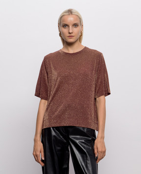 Momoni Iora brown lurex t-shirt MOTS00156MO