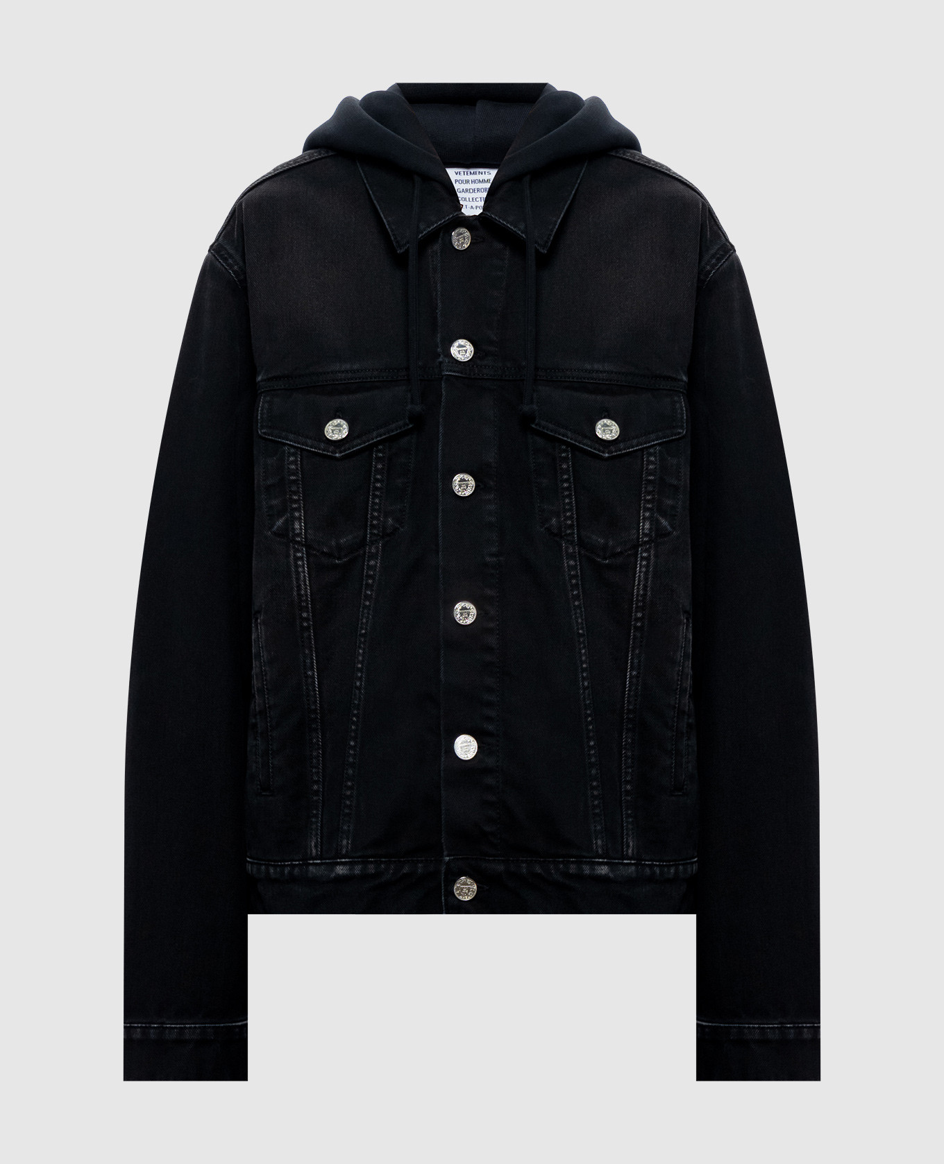 Black denim jacket with hood Vetements