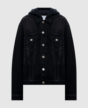 Vetements Black denim jacket with hood MH27DJ068B