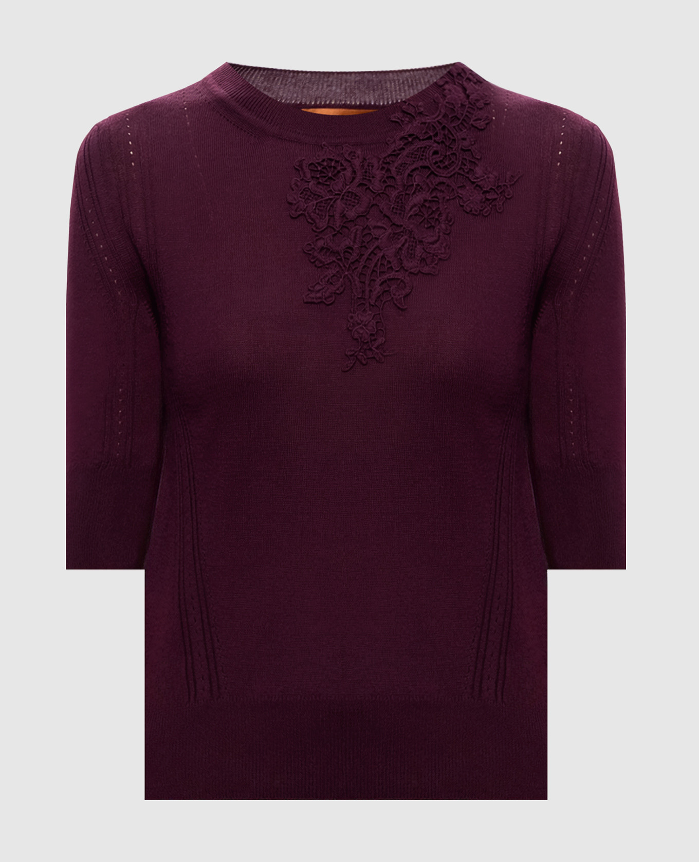 Purple wool jumper with short sleeves