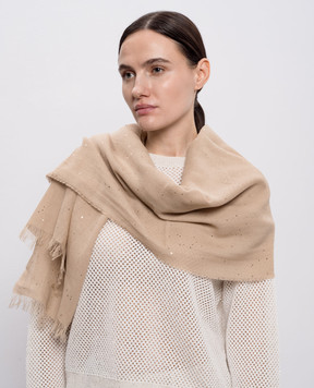 Peserico Beige scarf with sequins A31536C0CC750