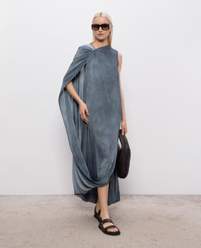 UMA WANG Blue dress with drapery UW5047