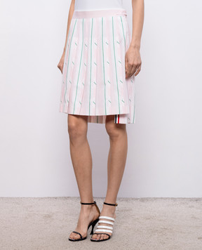 Thom Browne Pink striped pleated skirt FGCA37UF1159