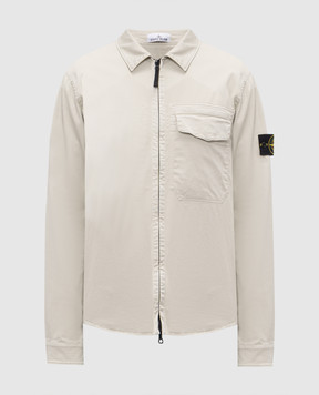 Stone Island Gray zip-up shirt with logo patch L1S151200015S0012