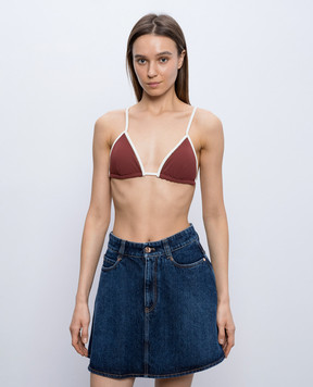 Brunello Cucinelli Brown swimsuit bodice with monil chain MQ965VS889