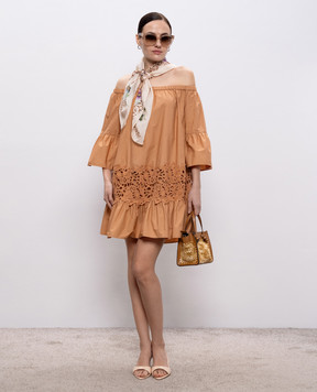Twinset Brown dress with lace 261LB2AEE