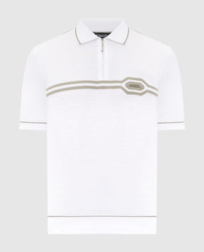 Stefano Ricci White silk polo with contrast stripes K818119P31F26285