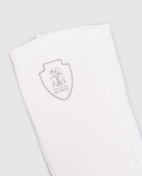 Brunello Cucinelli White socks with embroidered logo MCS95585T