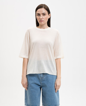 Loulou de Saison Nala ivory cashmere t-shirt NALA