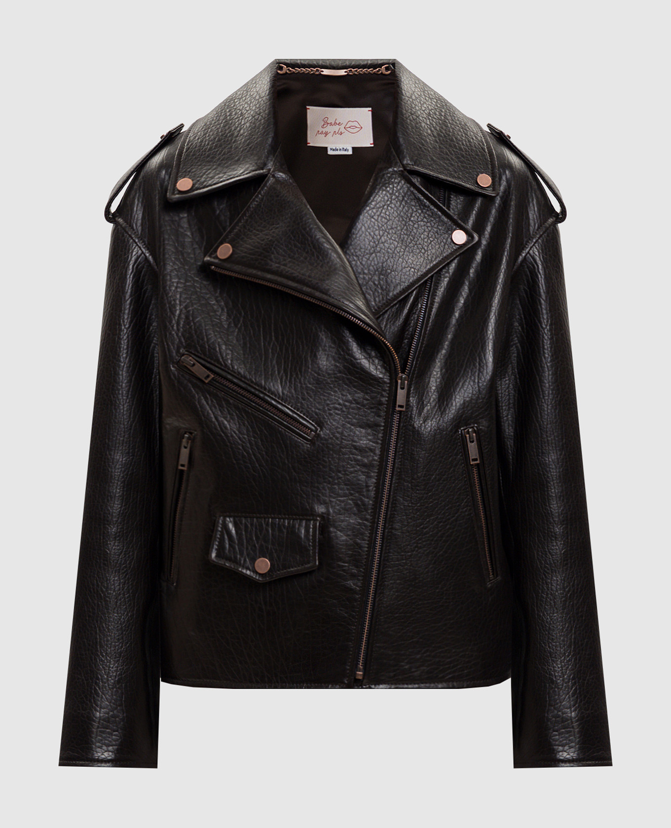 

Dark brown leather jacket Babe Pay Pls