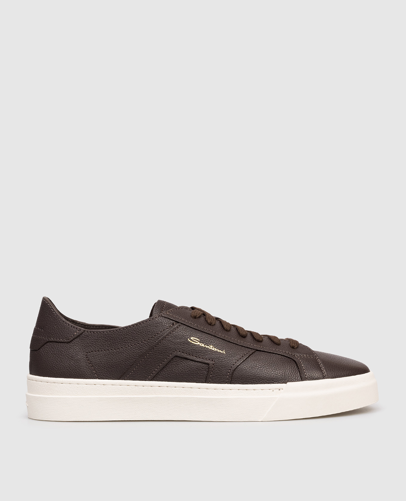 

Brown leather sneakers with logo Santoni