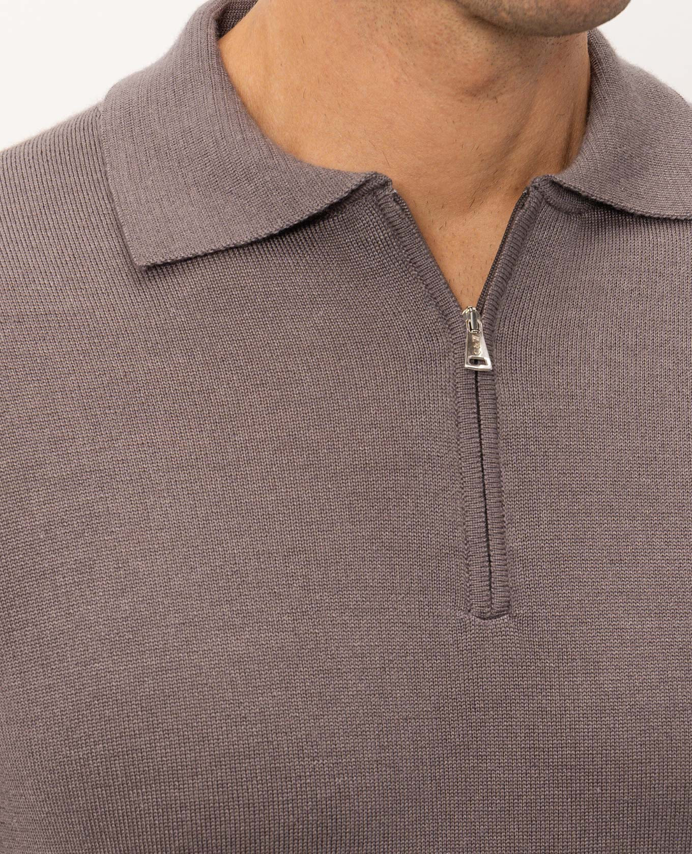 Brown wool, silk and cashmere polo shirt Cashmere&Whiskey 5