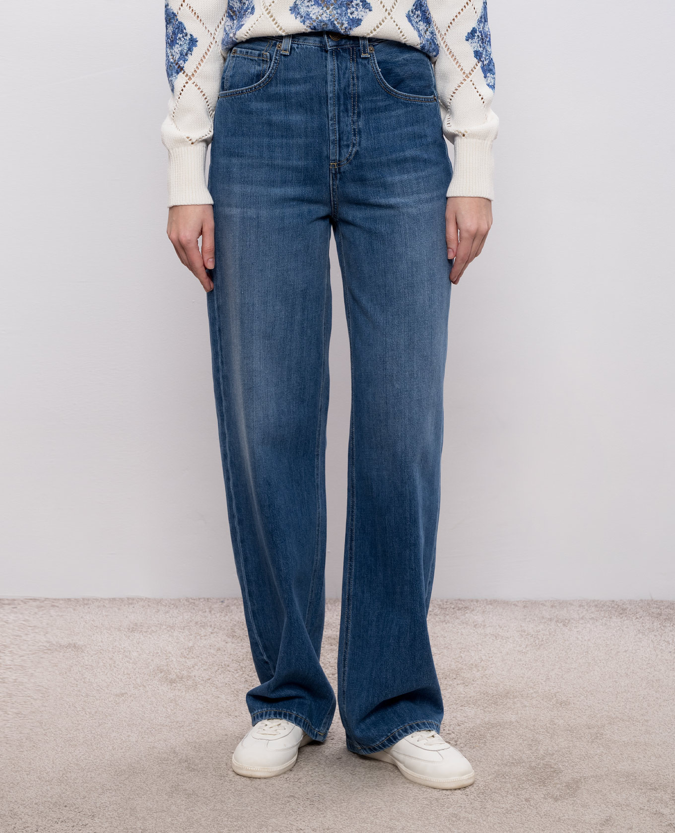 Blue jeans with logo patch Twinset 3