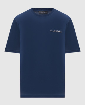 Dolce&Gabbana Blue T-shirt with embroidered logo G8PN9ZG7Q1W