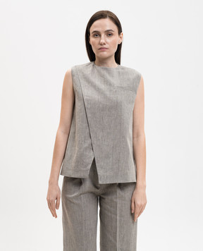 Loulou de Saison DELLA gray top with linen DELLA