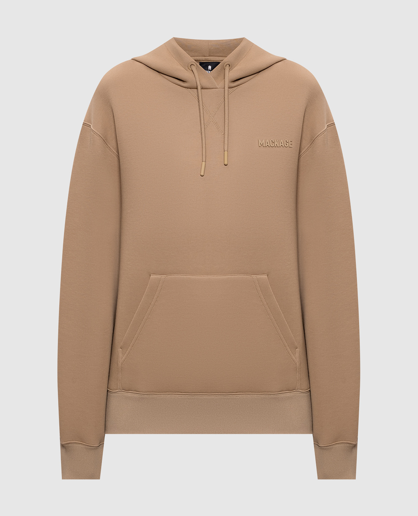 Krystiana beige hoodie met logo in textuur