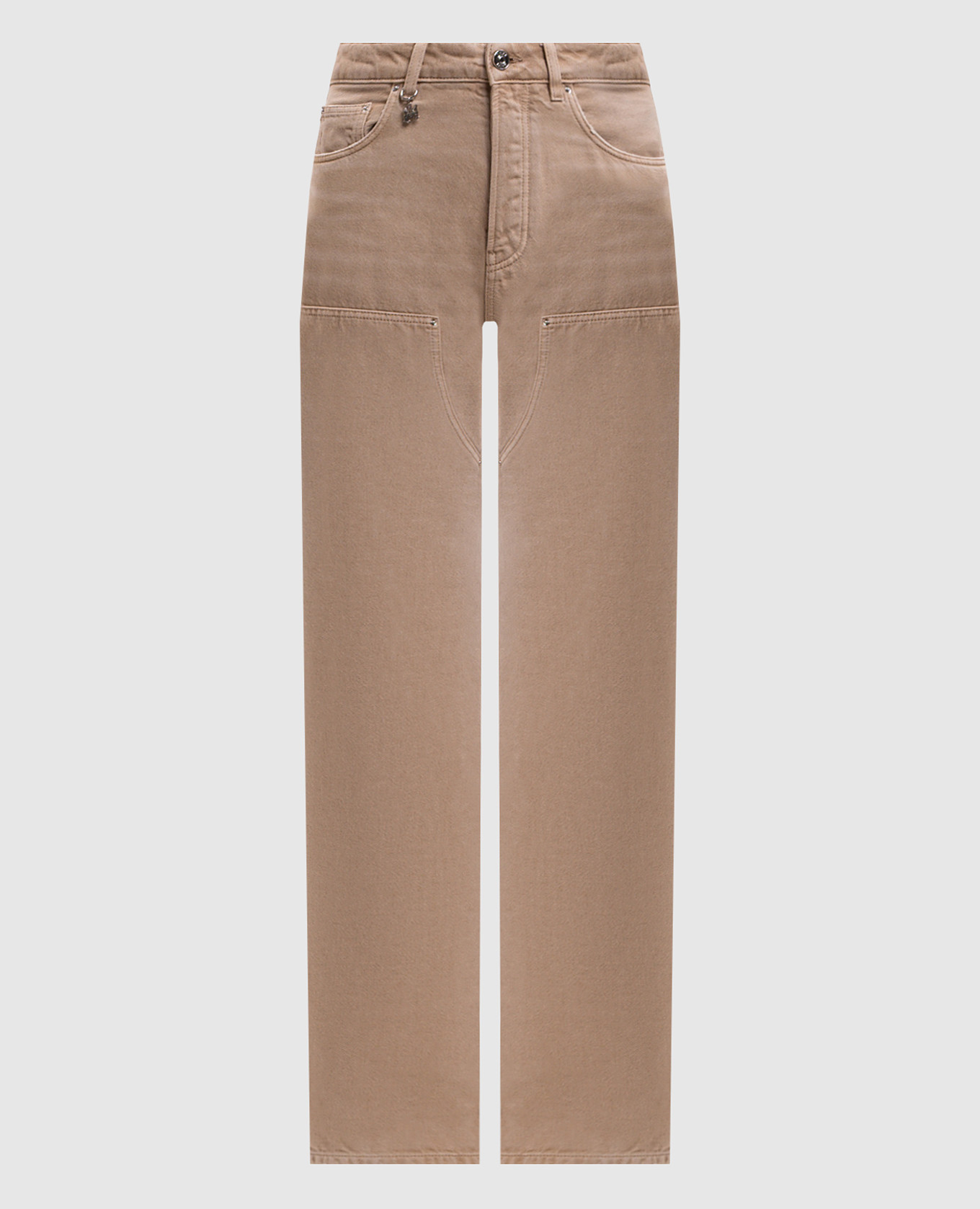 Pantalones vaqueros beige con un parche