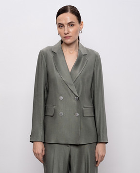 Peserico Green double-breasted jacket with linen S01227F01921